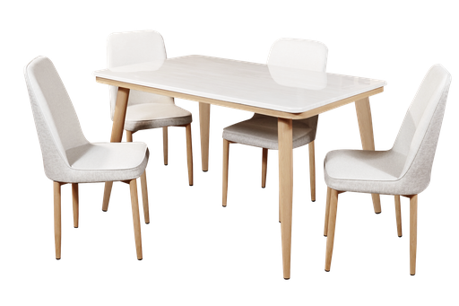 [I-DIN-DS753-4ST-BGE] MARBLE DINING SET C17-753+ 4 CHAIRS BEIGE