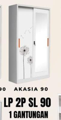 [L-BED-STAKASIA-2DR-WHT] STEEL SLIDING WARDROBE 2 DOOR AKASIA WHITE