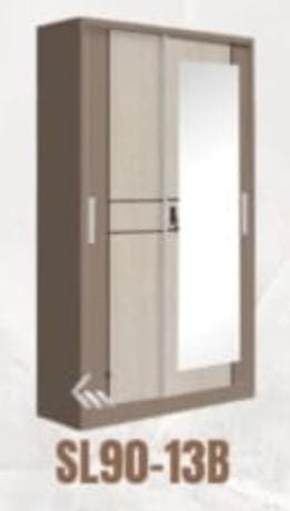 [L-BED-STSL9013B-2DR-BRW] STEEL SLIDING WARDROBE 2 DOOR SL90BB BROWN