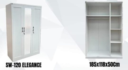 [L-BED-SWELEGAN-3DR-WHT] STEEL WARDROBE 3 DOOR ELEGANCE WHITE