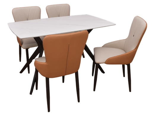 [I-DIN-DS102A51-4ST-WHT] DINING SET 102-A51 WHITE 4 SEATER WHITE