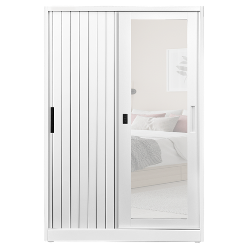 [L-BED-ST120DXN-2DR-WHT] STEEL SLIDING WARDROBE  2 DOORS 120 SL DIXON WHITE
