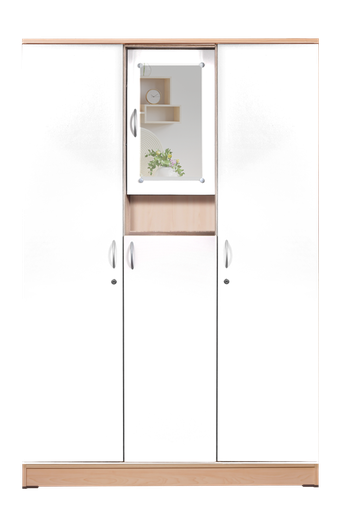 [L-BED-LMB267113-3DR-FBR] LEMARI PAKAIAN 3 PINTU WHITE BODY FABRIC