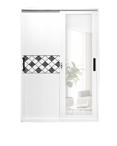 [I-BED-SLW120-2DR-PR2] STEEL 120 SLIDING WARDROBE 2 DOOR PRINTING 