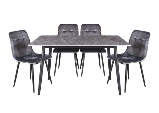 [I-DIN-DSKJT6070-4ST-GRY] DINING SET KJT6070 4 SEATER MC47 140*80CM GREY