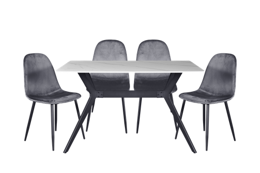 [I-DIN-DSKJT6069-4ST-WHT] DINING SET KJT6069 4 SEATER J933 130*80CM WHITE