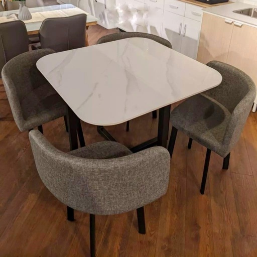 [I-DIN-DS1009-4ST-WHT] DINING SET DT1009 90*90CM WHITE
