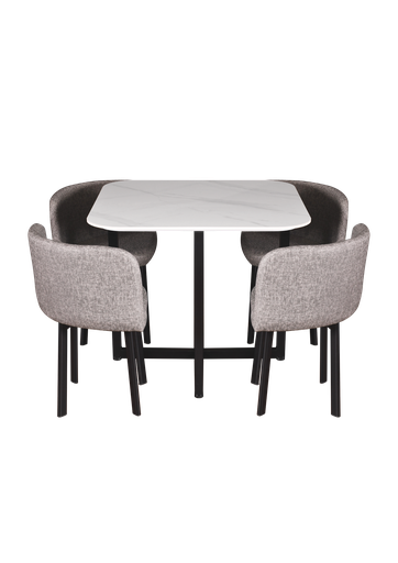[I-DIN-DS1009-4ST-WHT] DINING SET DT1009 90*90CM WHITE