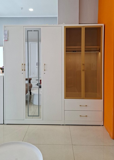 [I-BED-STXRSLW-5DR-WHT] STEEL XR SLIDING WARDROBE 5 DOOR WHITE